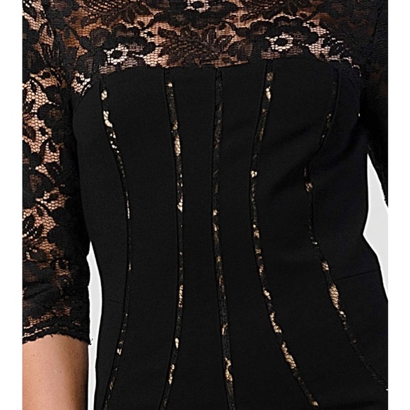 Aidan Mattox Black Lace Trim Dress - Picture 4 of 12